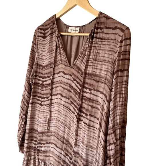 Anthropologie Cloth & Stone Mauve Tiered Striped Maxi Dress, Small - Picture 5 of 11